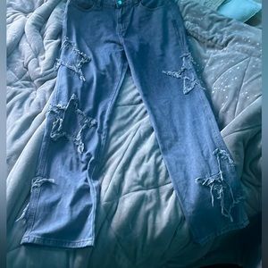 High rise Star embroidered jeans